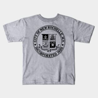 NEW ROCHELLE NY Black City Seal Kids T-Shirt